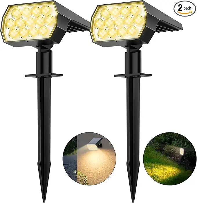 Solar Tuin Spotlights Buiten 52 LED – 3 Lichtstanden – IP65 Waterdicht – Zonne-Spotlamp voor Pad, Oprit & Tuin