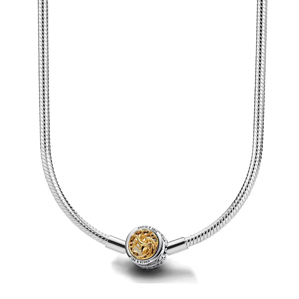 Disney-inspiratie Minnie & Mickey ketting – 925 sterling zilveren charm met strik en pompoen detail