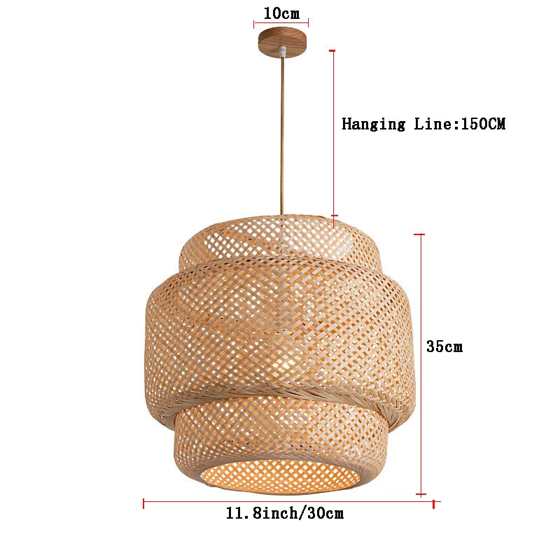 Handgeweven bamboe hanglamp – Chinese stijl pendant lamp voor slaapkamer & woonkamer