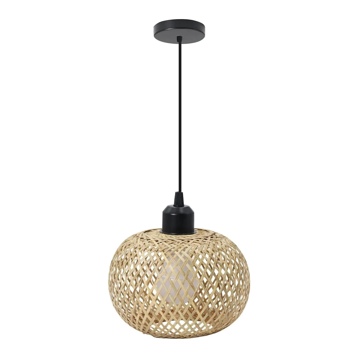 Retro bamboe geweven plafondlamp – decoratieve E27 plafondverlichting voor hal & woonkamer