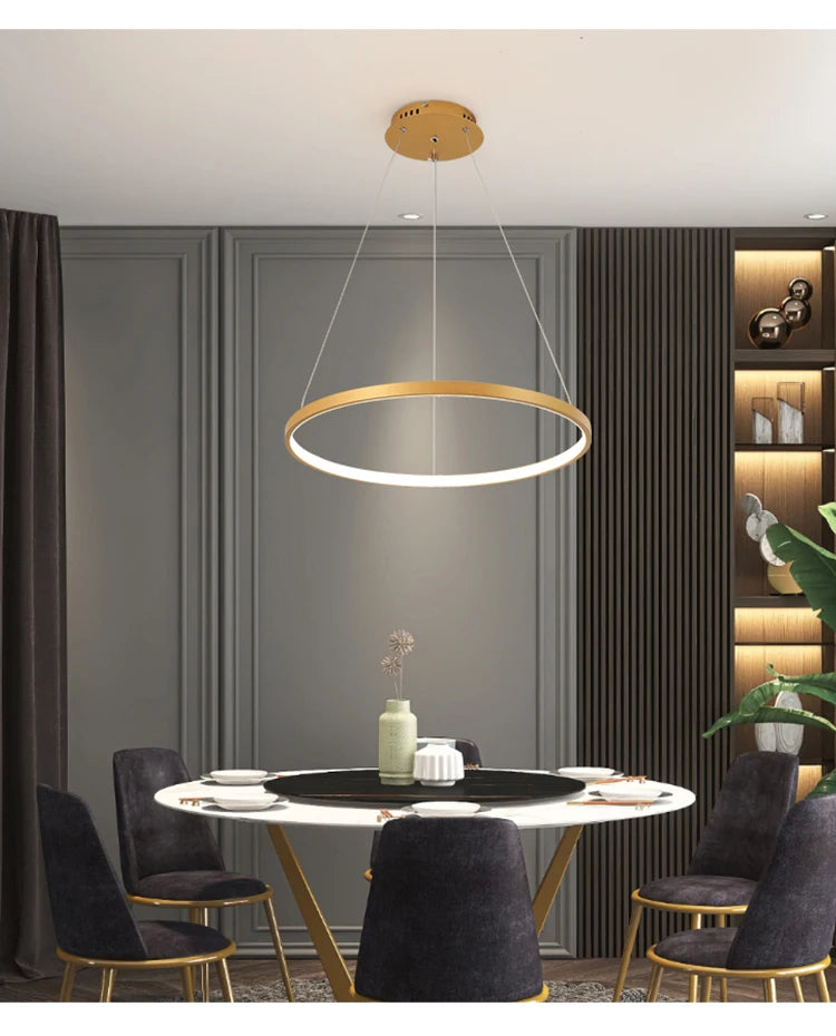 Moderne LED ring kroonluchter – dimbare design hanglamp voor eetkamer & slaapkamer