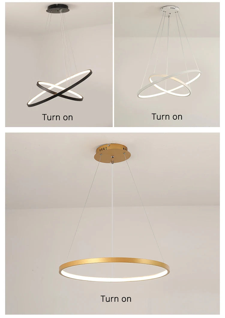 Moderne LED ring kroonluchter – dimbare design hanglamp voor eetkamer & slaapkamer