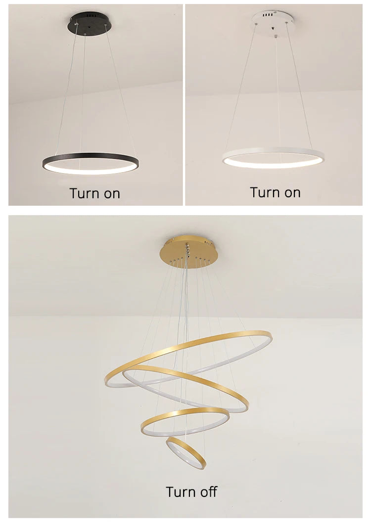 Moderne LED ring kroonluchter – dimbare design hanglamp voor eetkamer & slaapkamer