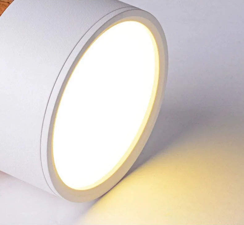 Dimbare LED opbouw downlight 5W–15W – Nordic houten design plafondspot voor interieur