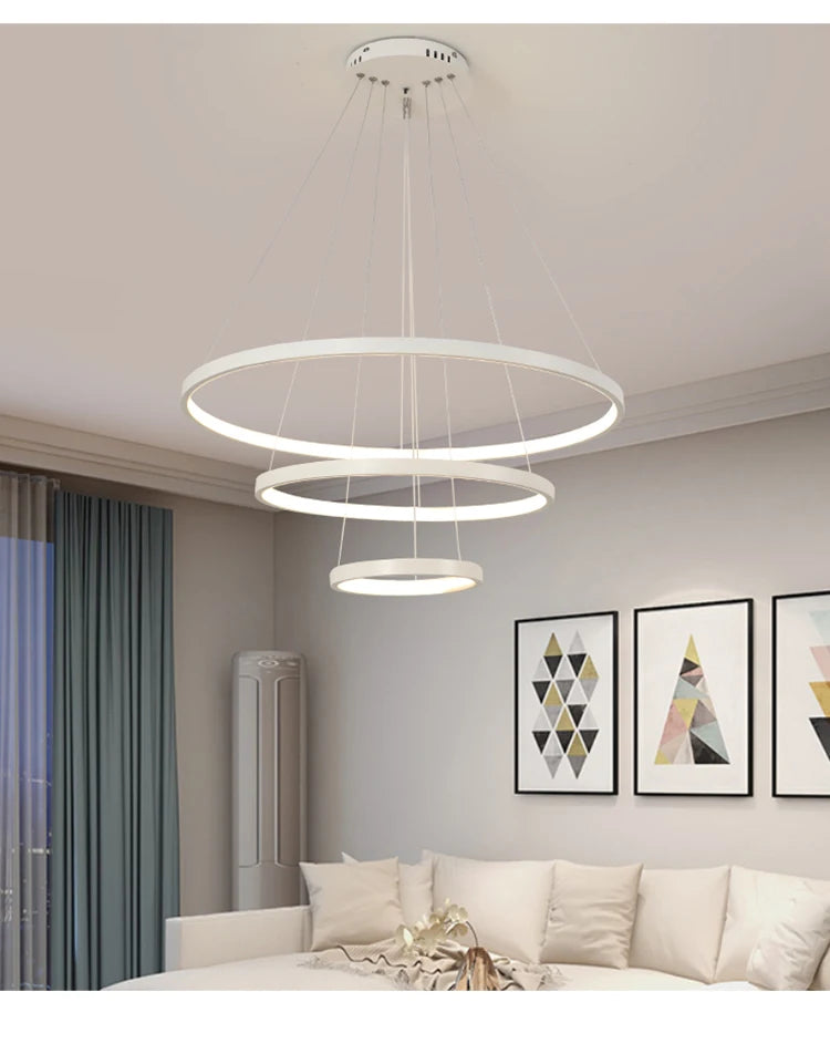 Moderne LED ring kroonluchter – dimbare design hanglamp voor eetkamer & slaapkamer