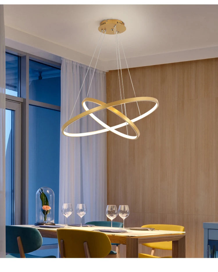 Moderne LED ring kroonluchter – dimbare design hanglamp voor eetkamer & slaapkamer