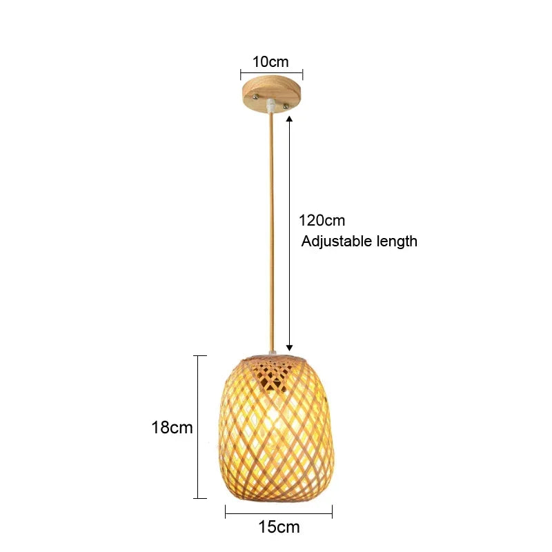 Rotan bamboe hanglamp – handgeweven natuurlijke pendant lamp voor woonkamer & slaapkamer