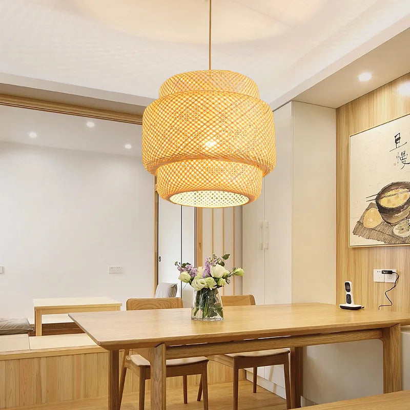 Handgeweven bamboe hanglamp – Chinese stijl pendant lamp voor slaapkamer & woonkamer