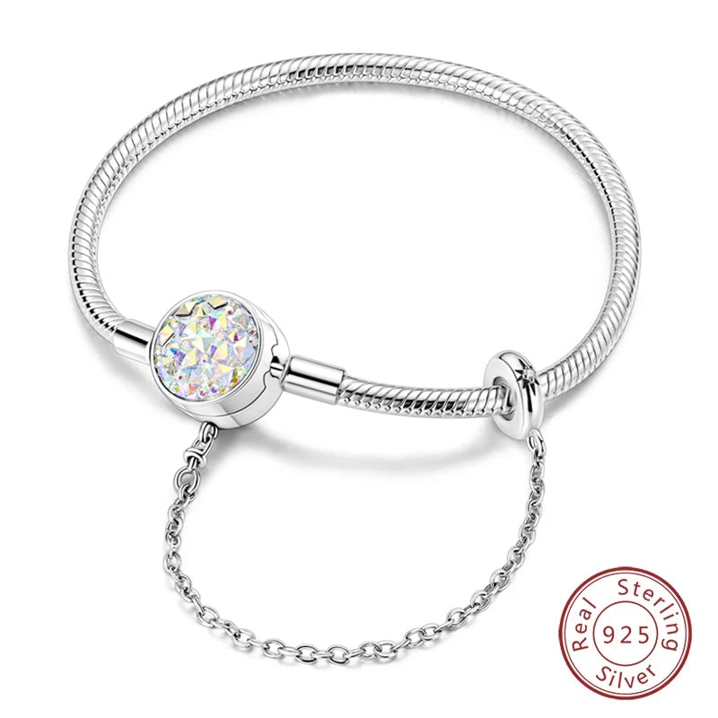 925 Sterling zilveren “Forever Love” hartarmband – Ster, maan, vliegtuig & aarde charms voor dames