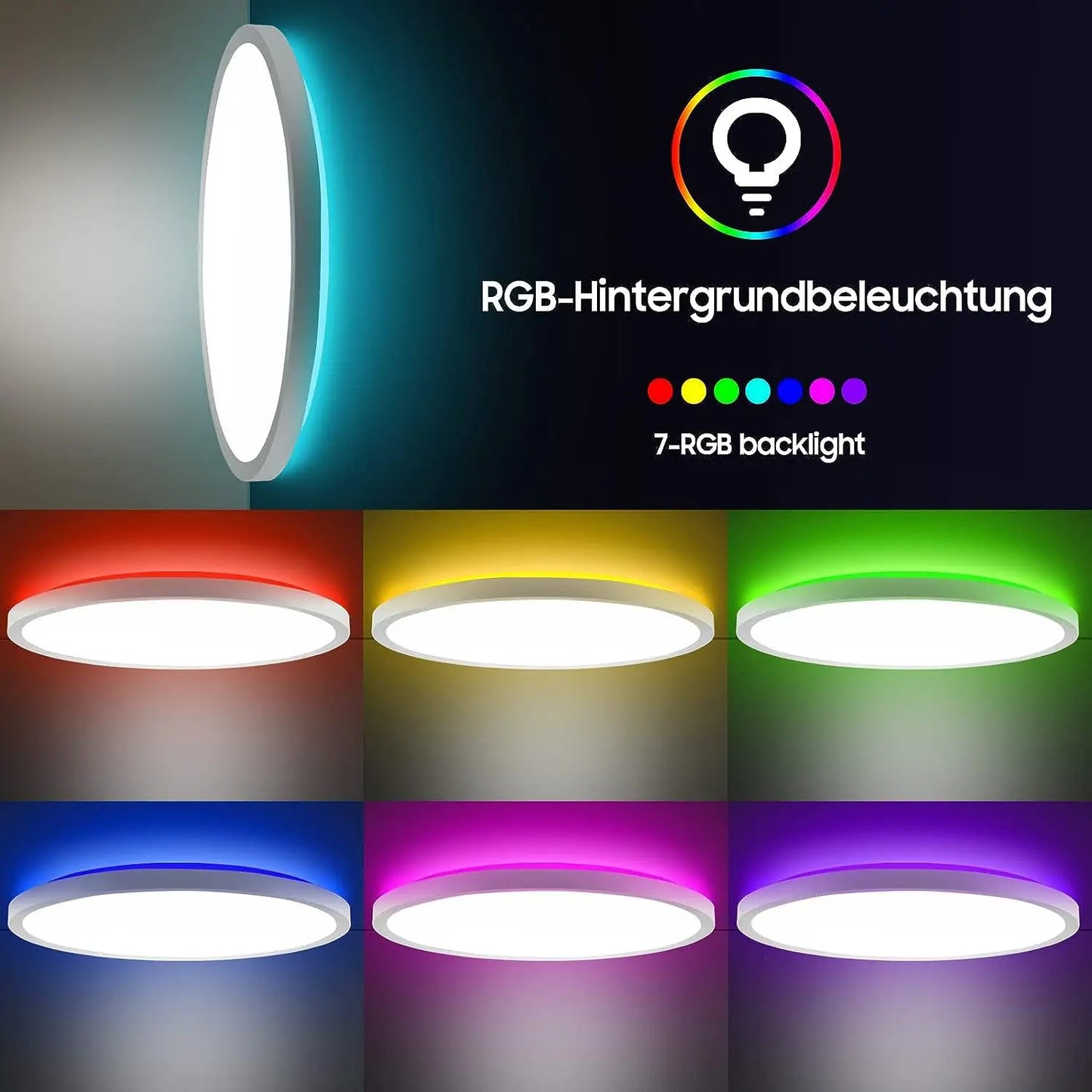 24W LED plafondlamp met RGB & nachtlicht – dimbare plafondverlichting met afstandsbediening voor slaapkamer & woonkamer