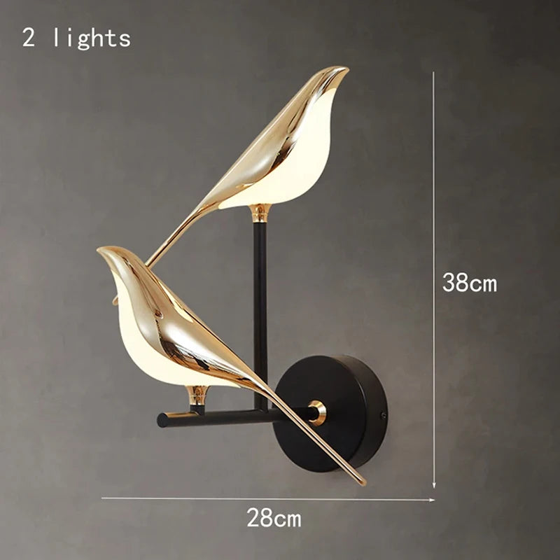 Nordic gouden vogel LED wandlamp – design Art Deco wandverlichting voor slaapkamer & woonkamer