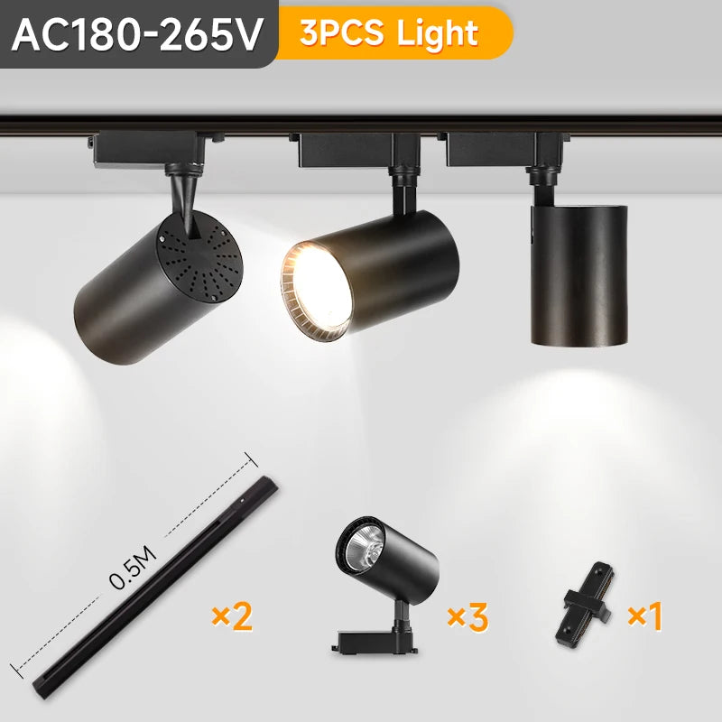 LED railspot 220V – 12W/20W/30W/40W plafond track verlichting voor woonkamer & keuken