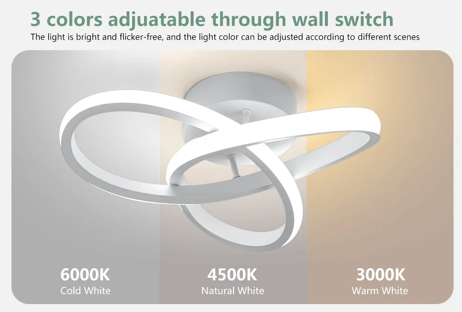 Moderne LED plafondlamp 3 lichtkleuren – opbouw plafondverlichting voor slaapkamer & eetkamer