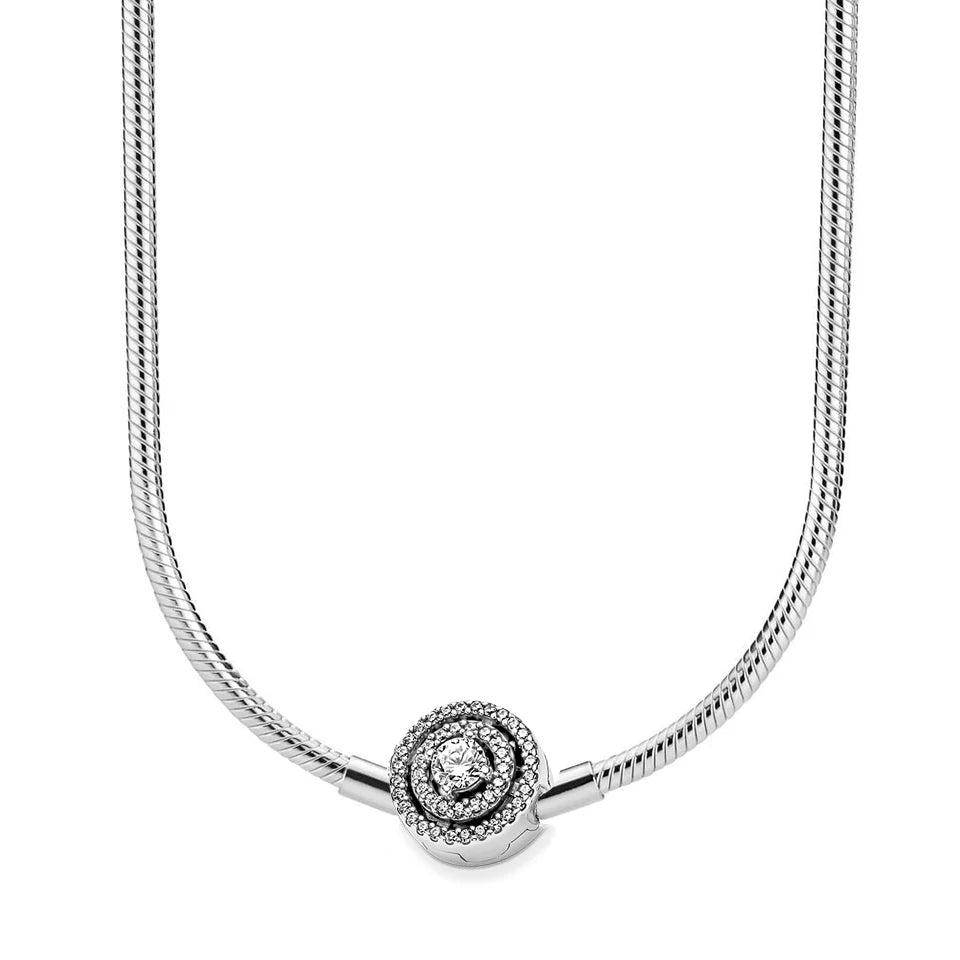 Disney-inspiratie Minnie & Mickey ketting – 925 sterling zilveren charm met strik en pompoen detail