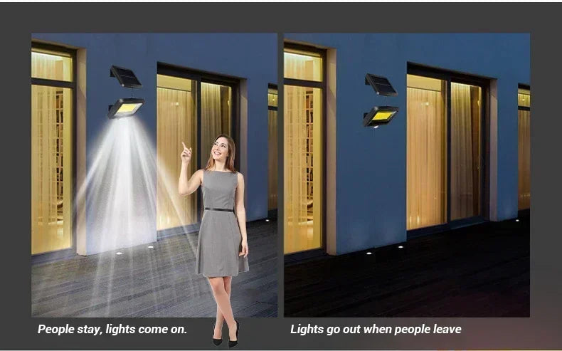 Solar Buitenlamp met Bewegingssensor – Split Paneel – 100/120/128 LED – 3 Lichtstanden – IP65 Waterdicht – Tuin, Schutting & Oprit