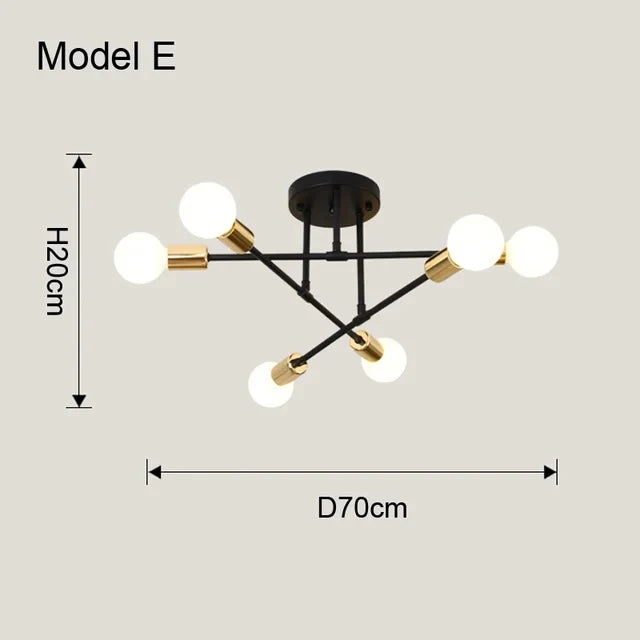 Nordic minimalistische hanglamp – moderne LED plafondlamp in zwart/goud voor slaapkamer & woonkamer