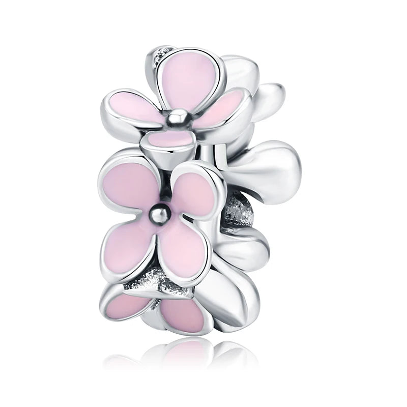 925 sterling zilveren roze zirconia bedel – opengewerkt kristallen charm voor armbanden