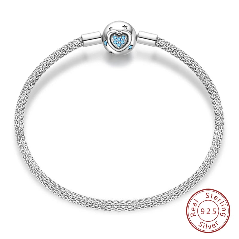 925 Sterling zilveren “Forever Love” hartarmband – Ster, maan, vliegtuig & aarde charms voor dames