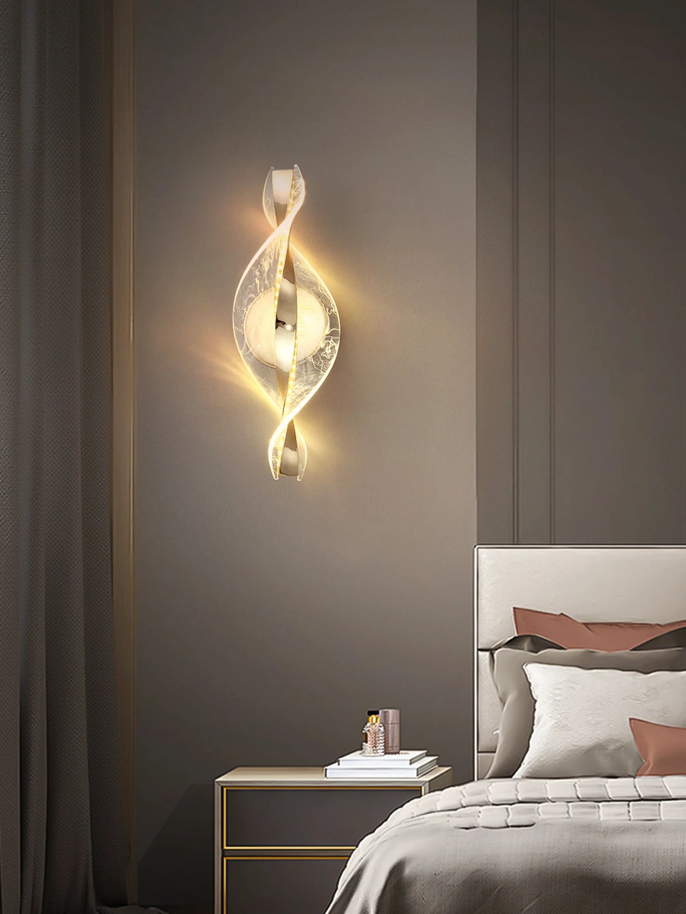 Moderne LED wandlamp – goud/zwart acryl wandverlichting voor slaapkamer, hal & woonkamer