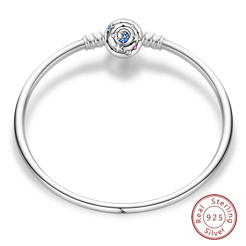 925 Sterling zilveren “Forever Love” hartarmband – Ster, maan, vliegtuig & aarde charms voor dames