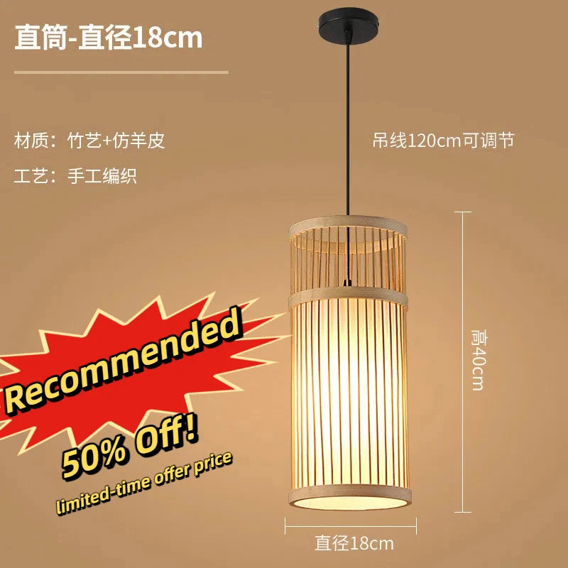 Rotan bamboe hanglamp – handgeweven natuurlijke pendant lamp voor woonkamer & slaapkamer