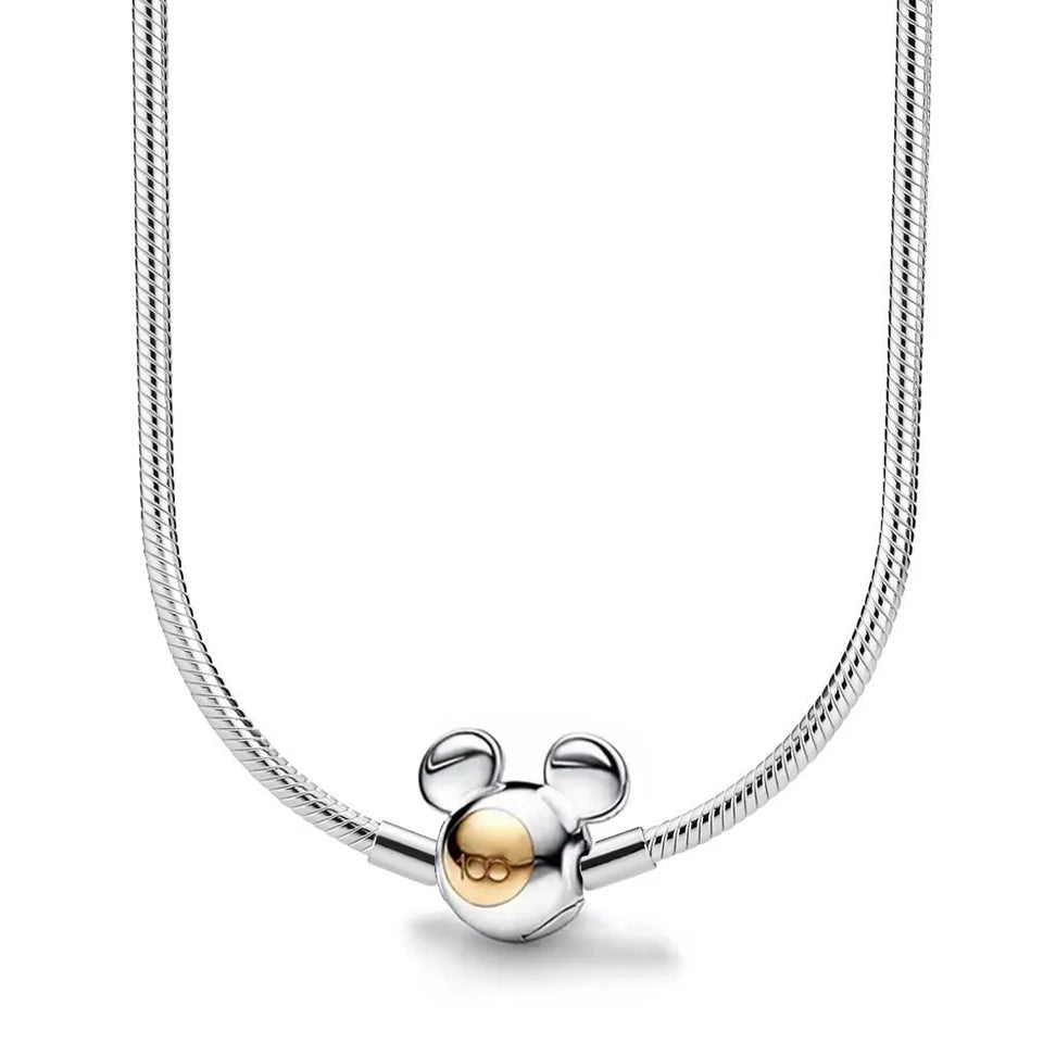 Disney-inspiratie Minnie & Mickey ketting – 925 sterling zilveren charm met strik en pompoen detail