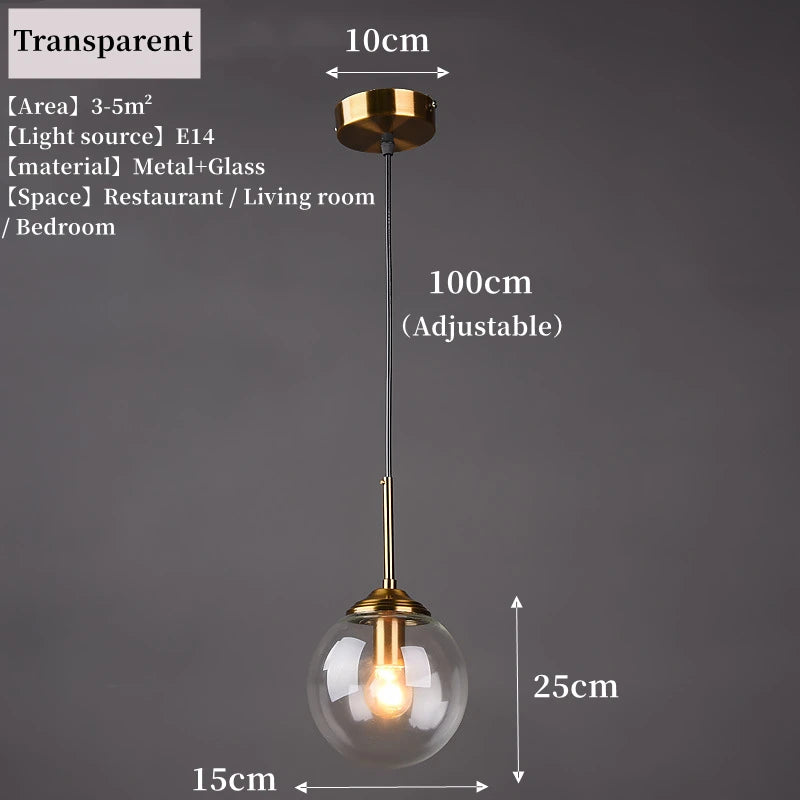 Moderne luxe metalen hanglamp – Nordic LED glazen pendant voor woonkamer, eetkamer & bedside