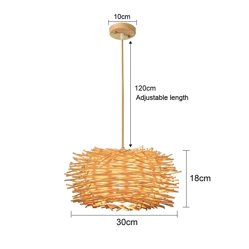 Rotan bamboe hanglamp – handgeweven natuurlijke pendant lamp voor woonkamer & slaapkamer