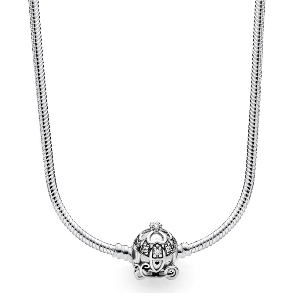 Disney-inspiratie Minnie & Mickey ketting – 925 sterling zilveren charm met strik en pompoen detail