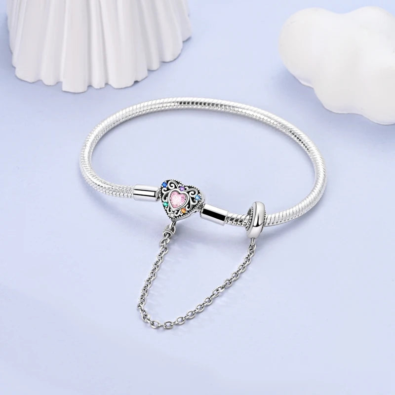 925 Sterling zilveren “Forever Love” hartarmband – Ster, maan, vliegtuig & aarde charms voor dames