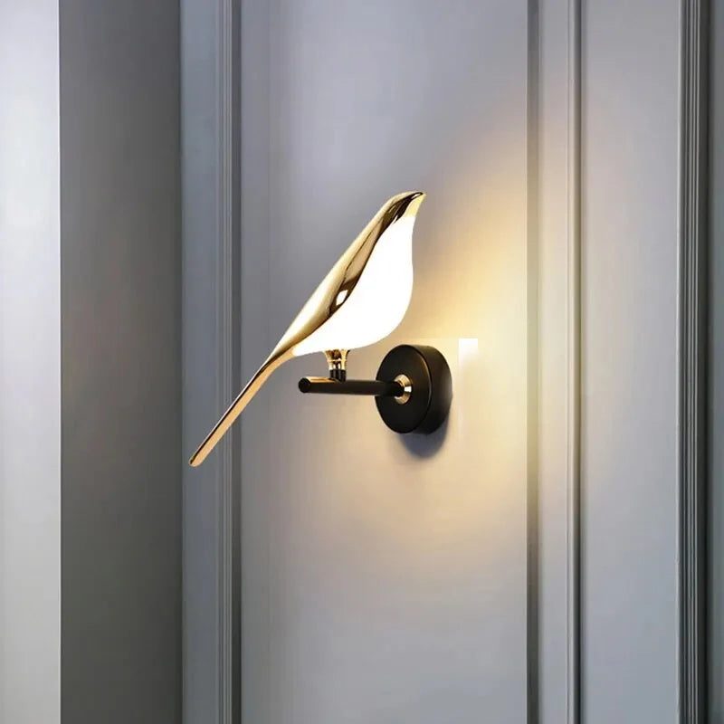 Nordic gouden vogel LED wandlamp – design Art Deco wandverlichting voor slaapkamer & woonkamer