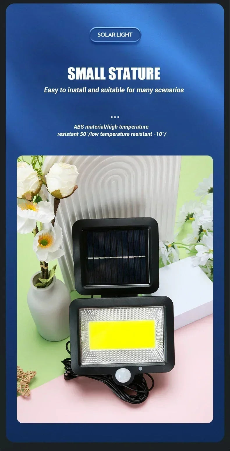 Solar Buitenlamp met Bewegingssensor – Split Paneel – 100/120/128 LED – 3 Lichtstanden – IP65 Waterdicht – Tuin, Schutting & Oprit