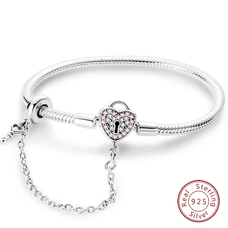925 Sterling zilveren “Forever Love” hartarmband – Ster, maan, vliegtuig & aarde charms voor dames