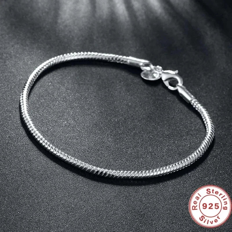 925 sterling zilveren slangenschakel armband – handgemaakte zachte charme-armband voor dames