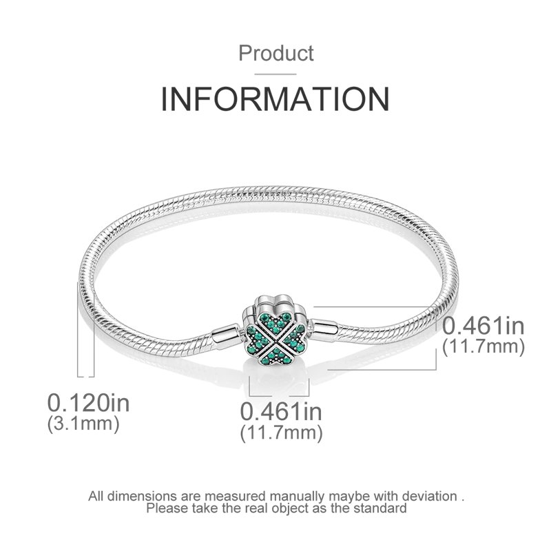 925 sterling zilveren bedelarmband – Ster, maan, zon & klavertje vier met groene zirconia