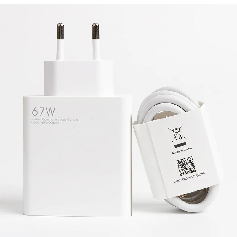 Xiaomi 67W originele snellader EU – Turbo Charge adapter met 6A USB-C kabel