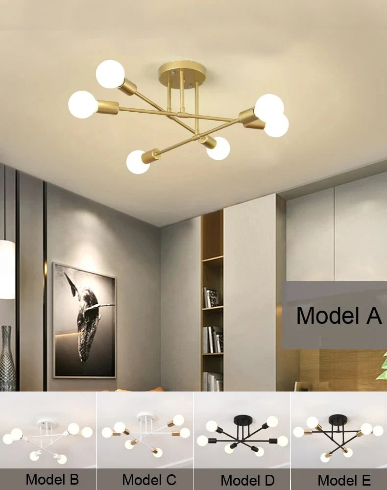 Nordic minimalistische hanglamp – moderne LED plafondlamp in zwart/goud voor slaapkamer & woonkamer