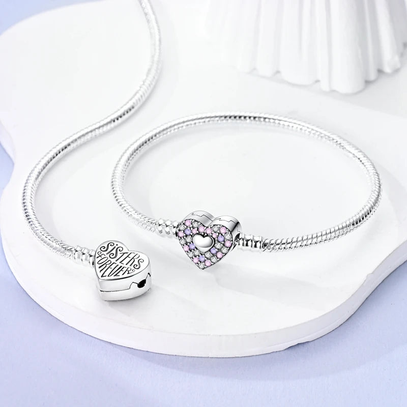 925 Sterling zilveren “Forever Love” hartarmband – Ster, maan, vliegtuig & aarde charms voor dames