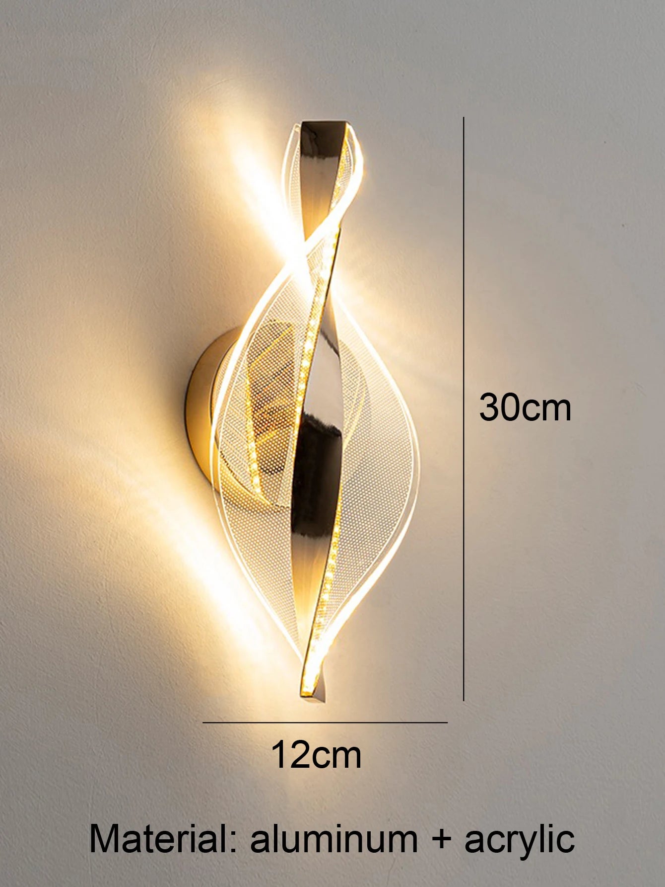 Moderne LED wandlamp – goud/zwart acryl wandverlichting voor slaapkamer, hal & woonkamer