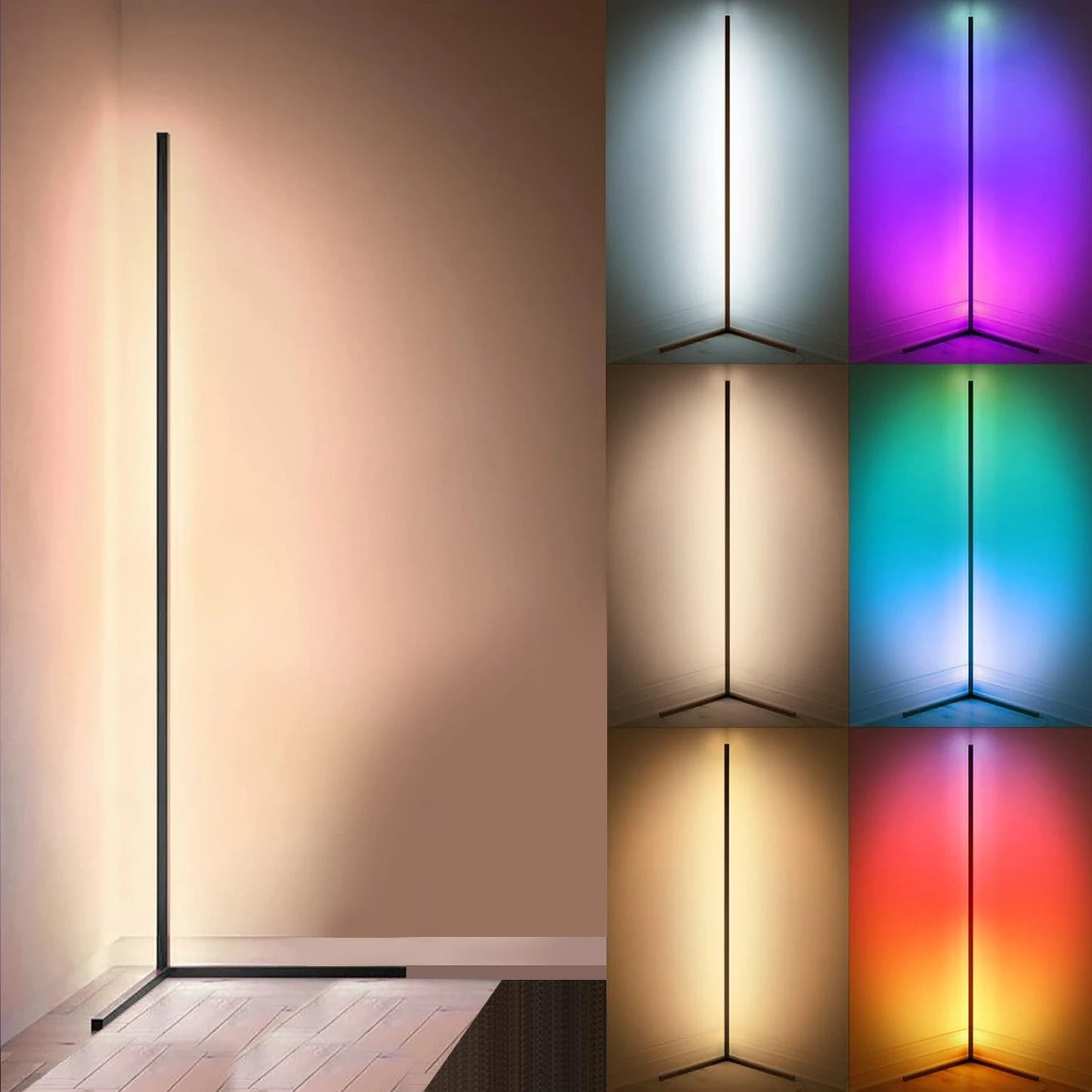 Slimme RGB LED hoekvloerlamp – muziek synchronisatie & app-bediening voor woonkamer