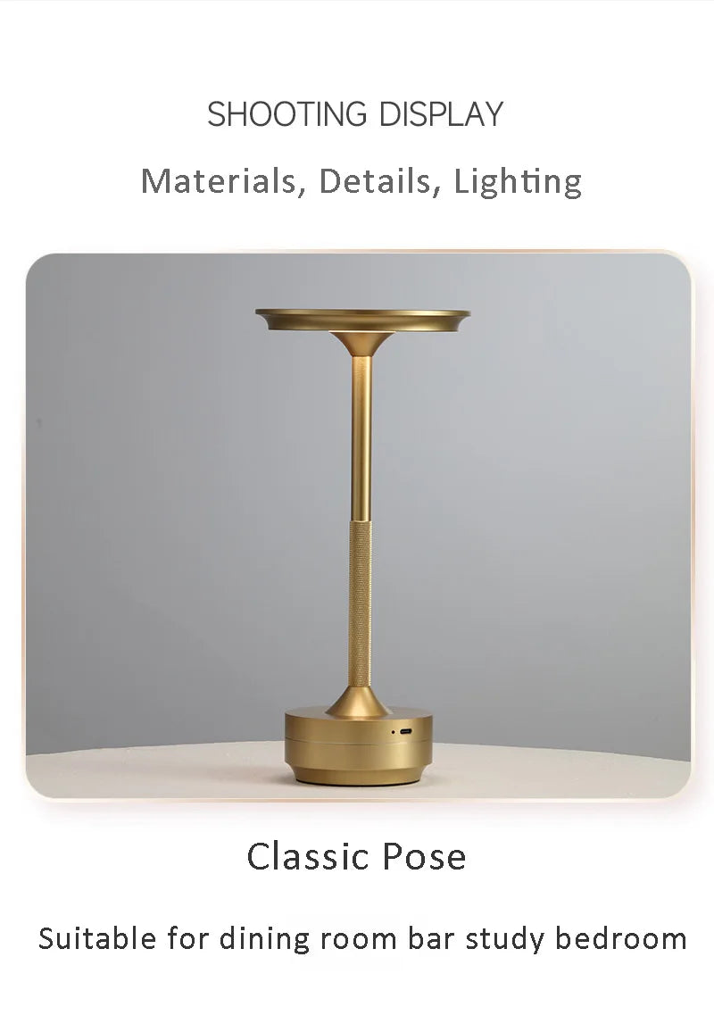 Draadloze oplaadbare tafellamp – dimbare LED touch lamp met retro design (portable)