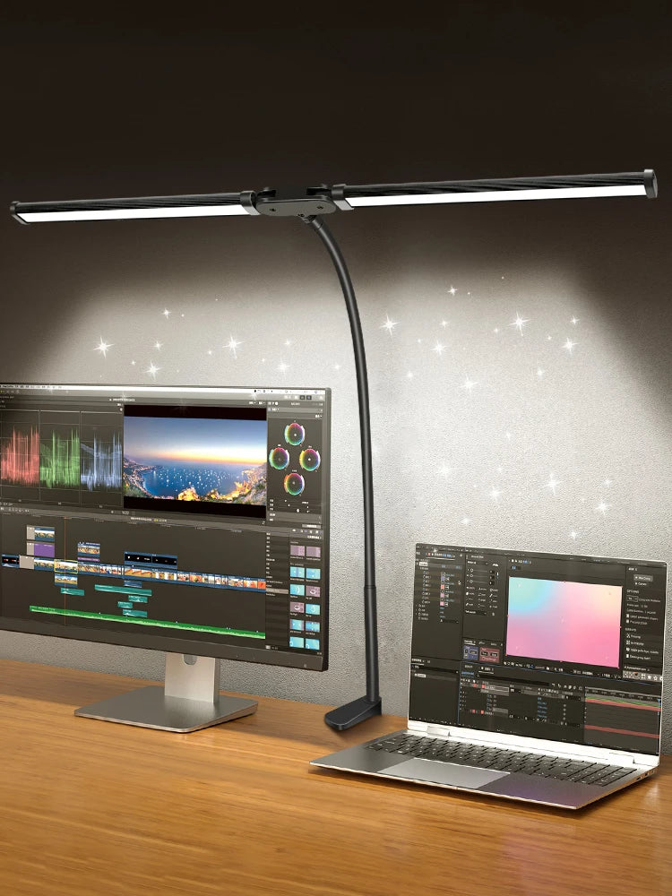 Dubbele LED bureauklem lamp – 3 lichtkleuren & 10 dimstanden voor thuis en kantoor
