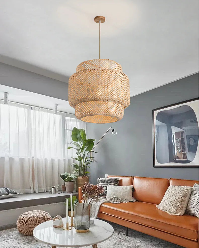 Handgeweven bamboe hanglamp – Chinese stijl pendant lamp voor slaapkamer & woonkamer