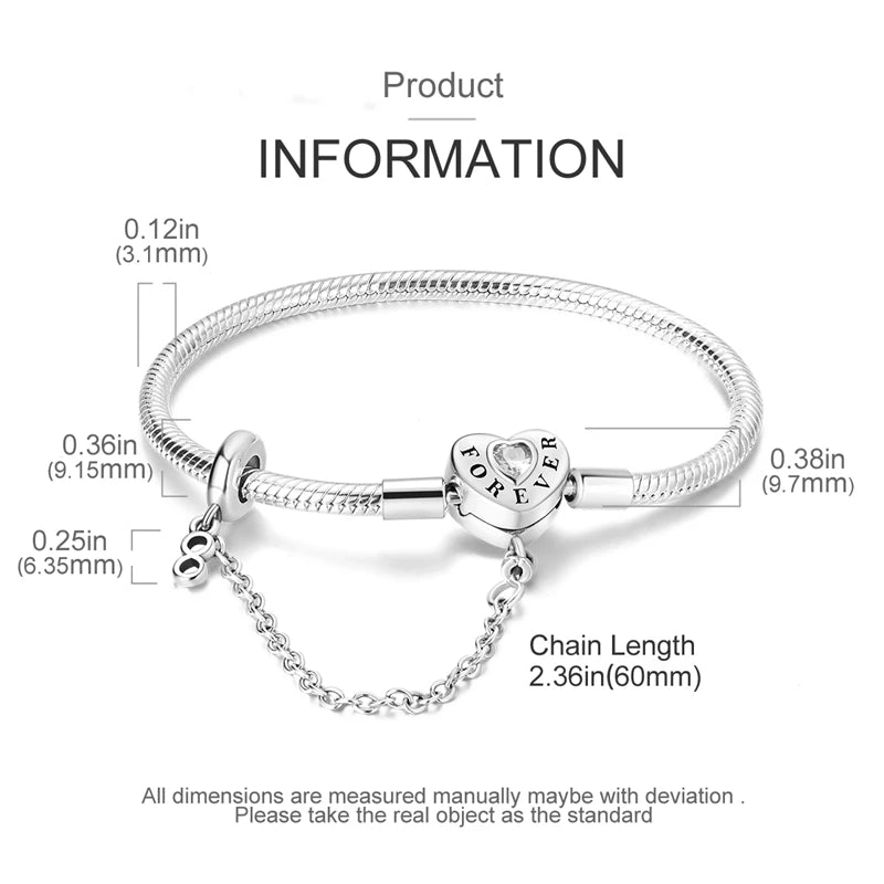 925 Sterling zilveren “Forever Love” hartarmband – Ster, maan, vliegtuig & aarde charms voor dames