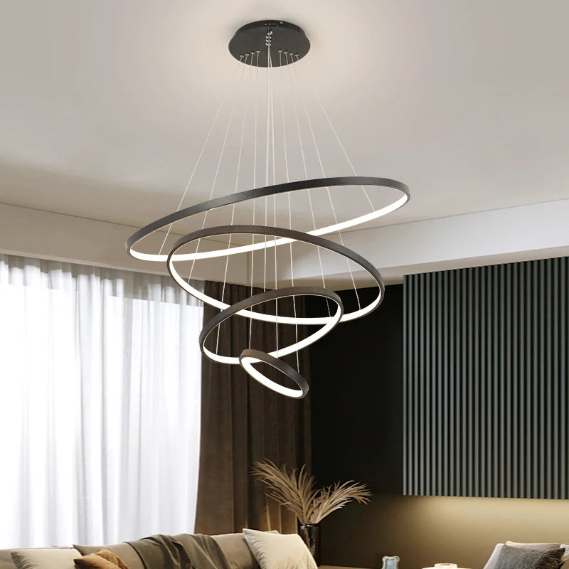 Moderne LED ring kroonluchter – dimbare design hanglamp voor eetkamer & slaapkamer