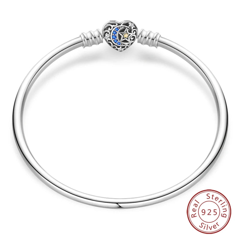 925 sterling zilveren bedelarmband – Ster, maan, zon & klavertje vier met groene zirconia