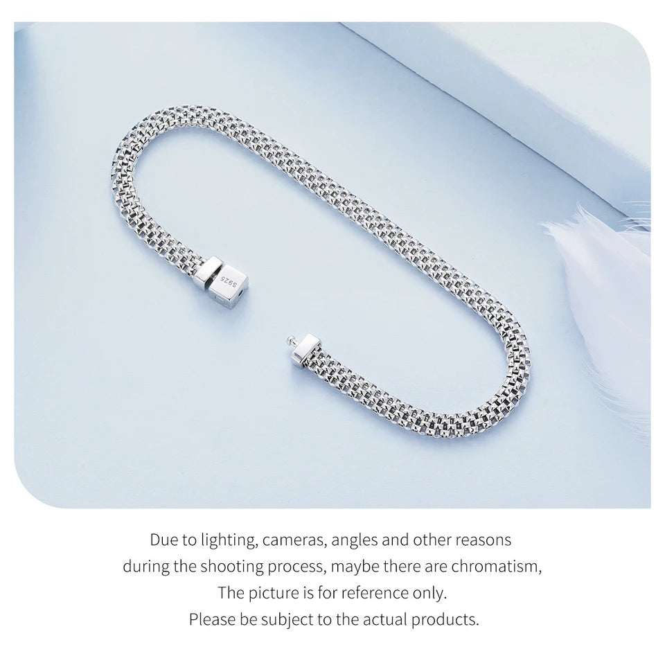 925 sterling zilveren gevlochten armband – retro schakelarmband met vierkante gesp