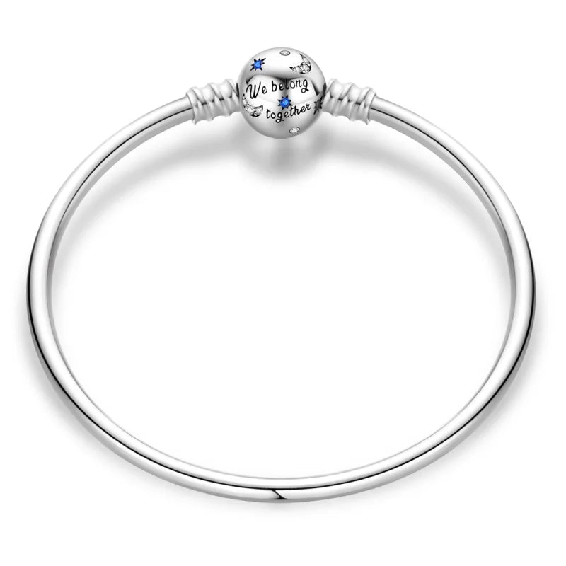 925 Sterling zilveren “Forever Love” hartarmband – Ster, maan, vliegtuig & aarde charms voor dames