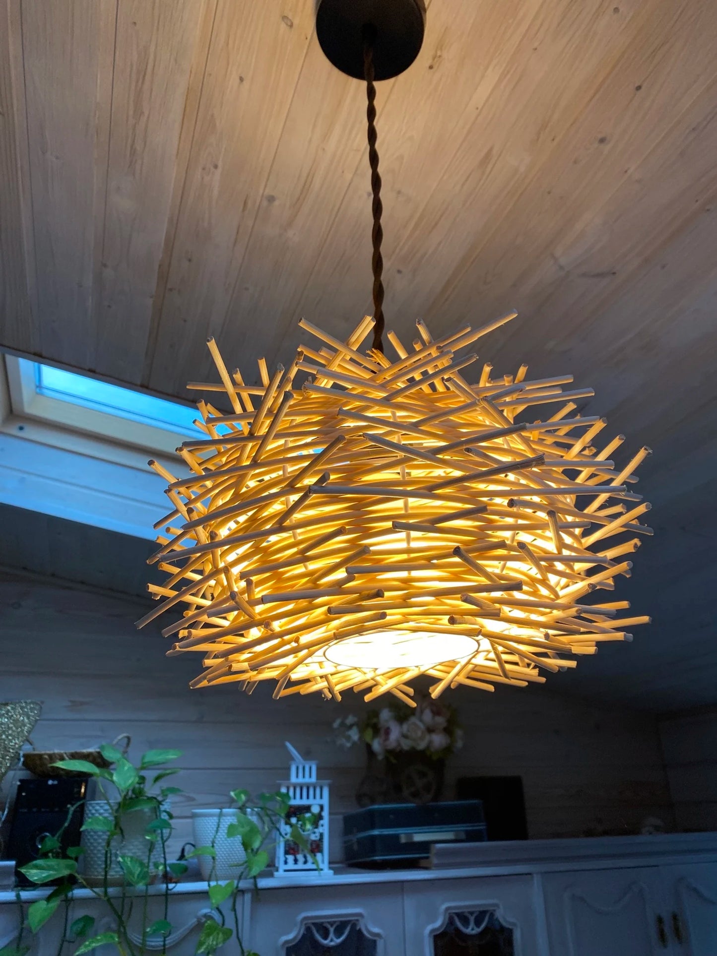 Rotan bamboe hanglamp – handgeweven natuurlijke pendant lamp voor woonkamer & slaapkamer