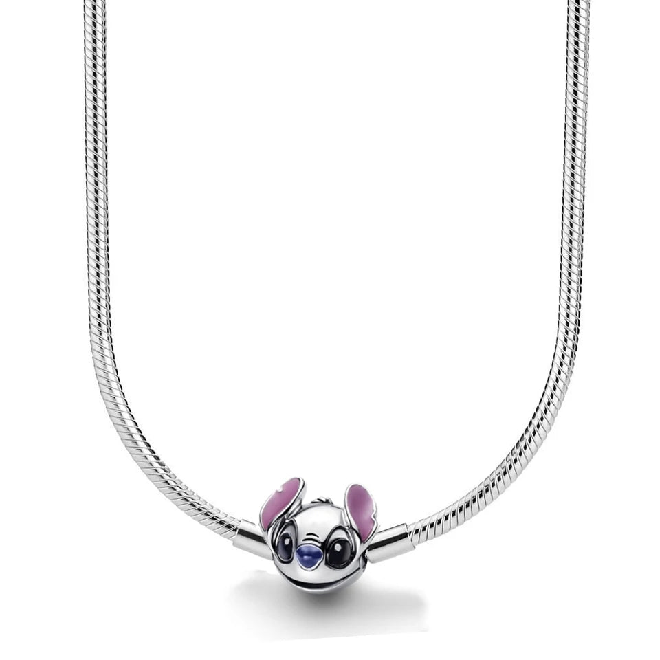 Disney-inspiratie Minnie & Mickey ketting – 925 sterling zilveren charm met strik en pompoen detail